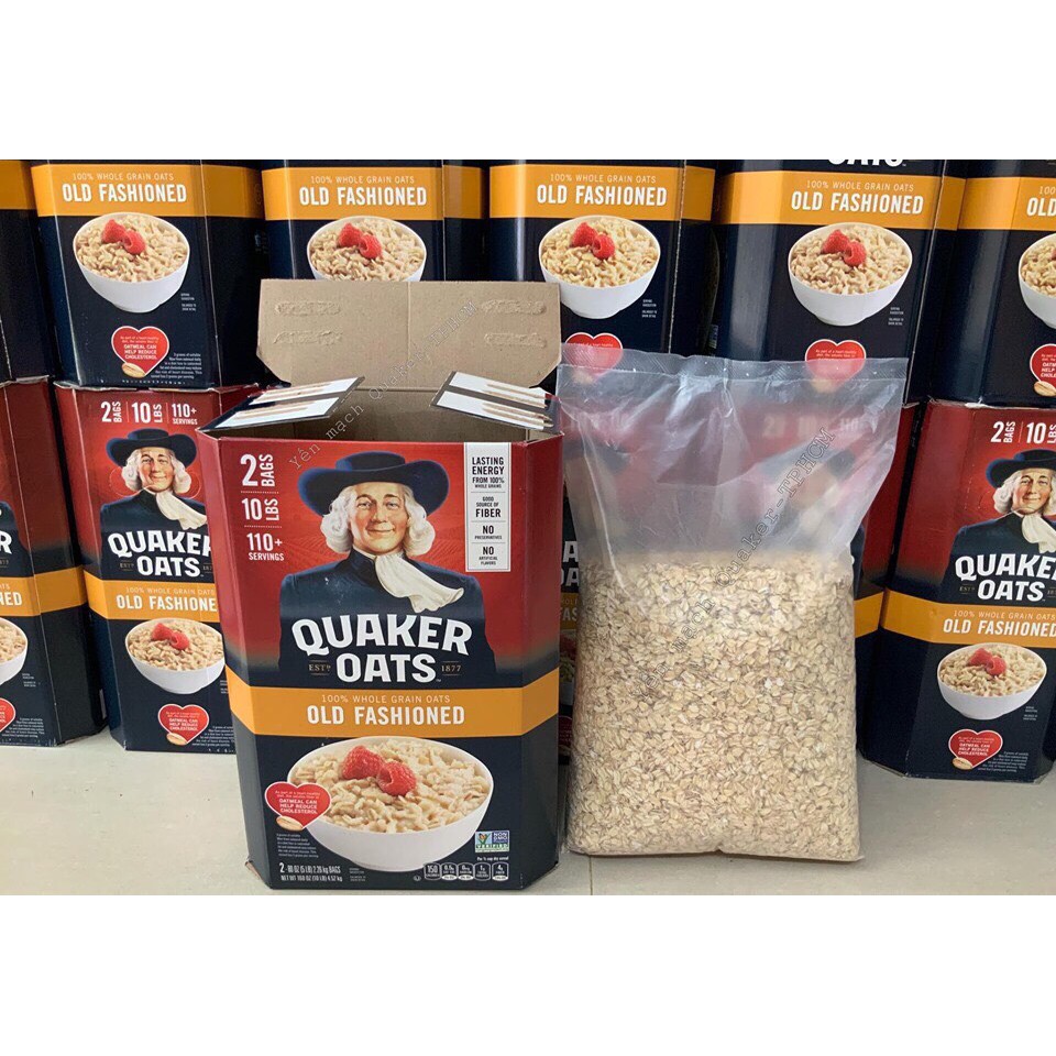 Yến Mạch Quaker Oats Cán Mỏng/Cán Vỡ 4.5kg date luôn mới | BigBuy360 - bigbuy360.vn