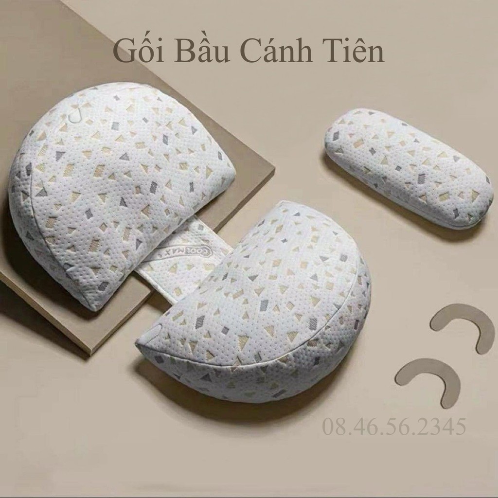 Gối Kê Bụng Bầu, Gối Bầu Cánh Tiên Kèm Gối Nhỏ Hàng Cao Cấp Hỗ Trợ Nâng Đỡ Bụng Bầu