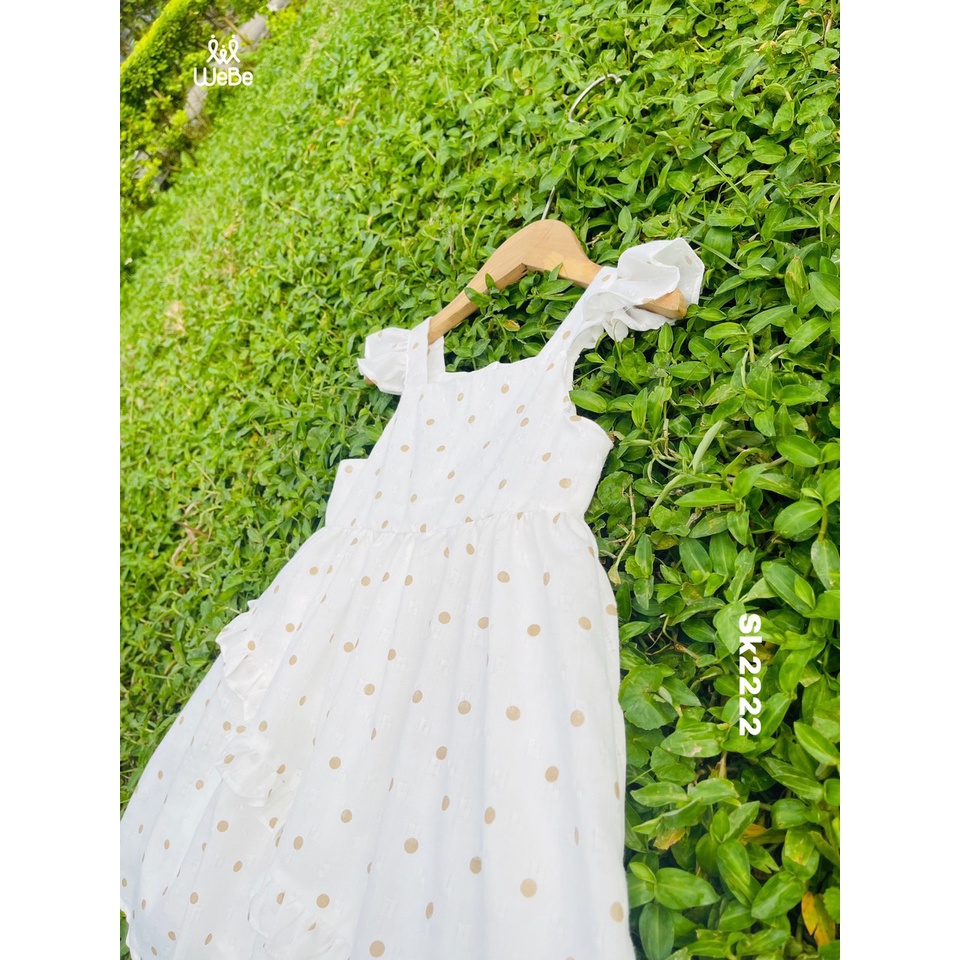 VNXK-VÁY WEBE TRẮNG CHẤM BI CÁNH TIÊN CHO BÉ GÁI  -MÃ ĐBG01