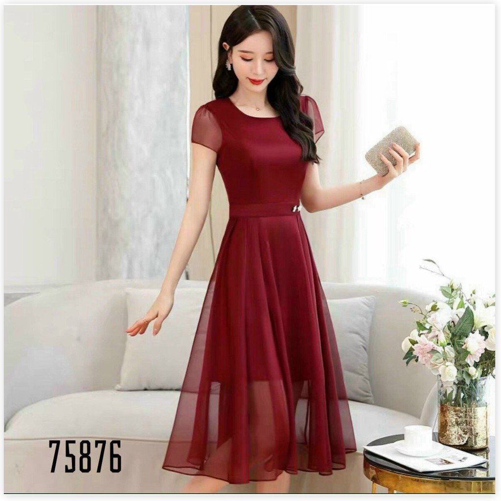 ĐẦM VOAN CHIFFON,CHẤT LIỆU VÃI THOÁNG MÁT,THIẾT KẾ HỌA TIẾT TRƠN NHƯNG KHÔNG KÉM PHẦN SANG TRỌNG KHÁNH AN STORE