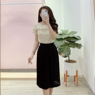 Chiffon_Áo sơ mi hoa bèo ngực
