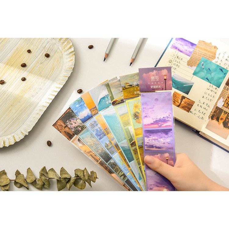 Sticker vintage ảnh phong cảnh retro aesthetic hình dán decor trang trí sổ planner bullet journal dụng cụ dán Photograph