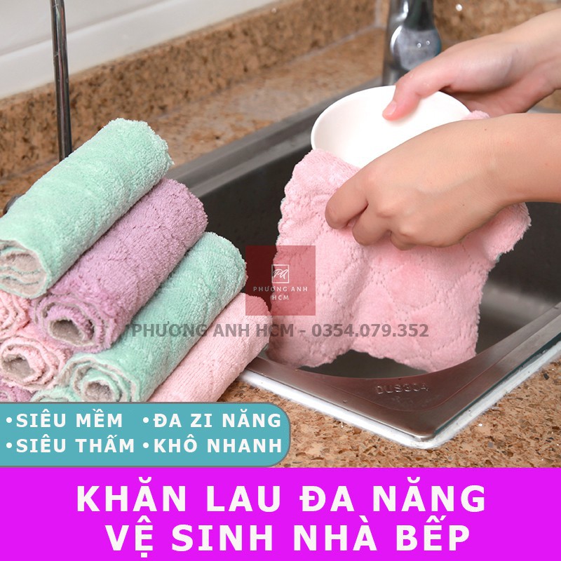 [COMBO 4] Khăn Bông Lau Bếp, Lau Chén Bát - Khăn Vệ Sinh Đa Năng 2 Mặt Siêu Thấm Hút (16x27cm)