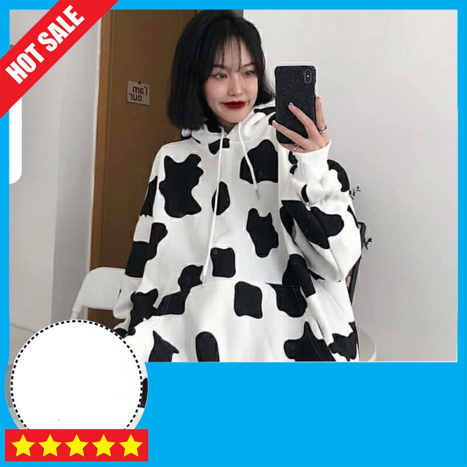 💖 MẪU HÓT 💖 Áo hoodie bò sữa unisex form rộng họa tiết bò sữa cực đẹp thời trang năng động, Áo Bò Sữa Có Mũ