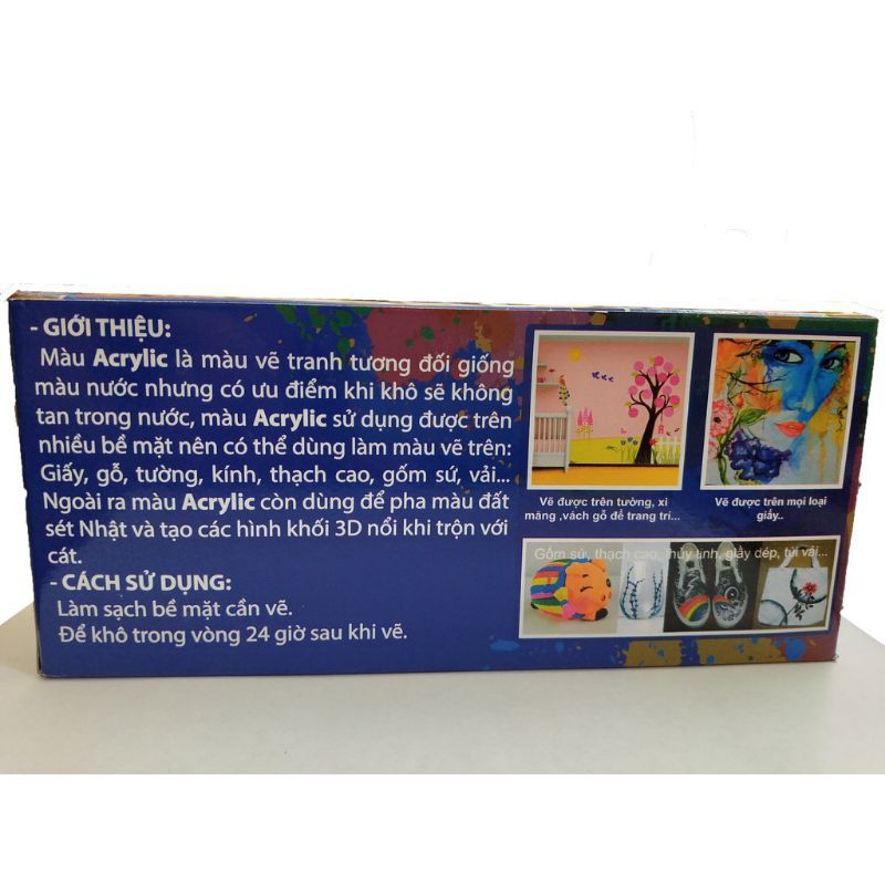 Màu Acrylic 3D vẽ đá , que kem, mọi chất liệu