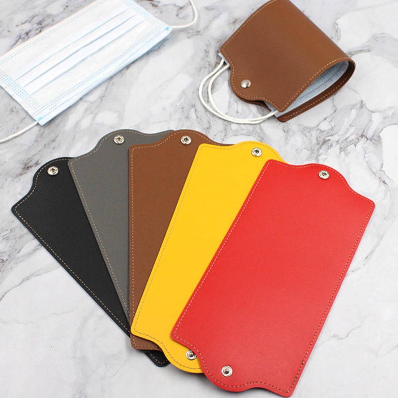 Túi Da Đựng Khẩu Trang Hai Mặt Chống Ô Nhiễm Chống Bụi Có Thể Gấp Gọn Tiện Lợi Ốp