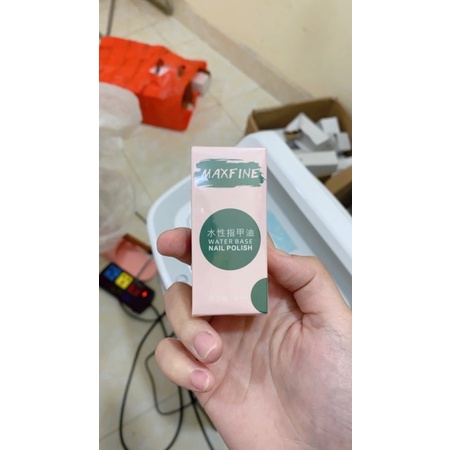 Sơn móng tay Maxfine, sơn móng tay màu trà sữa dễ thương