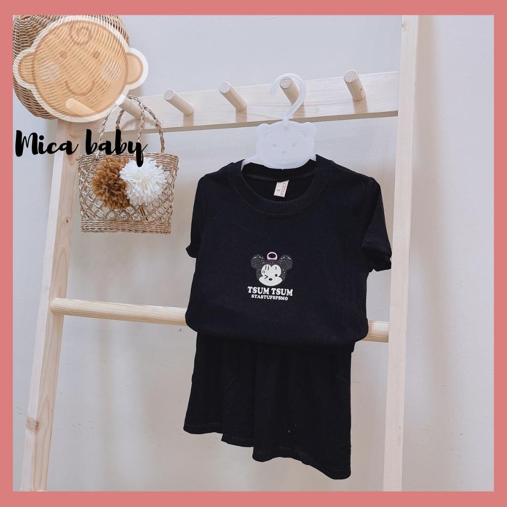Bộ quần áo chất cotton gân cộc tay siêu đẹp cho bé Mica baby