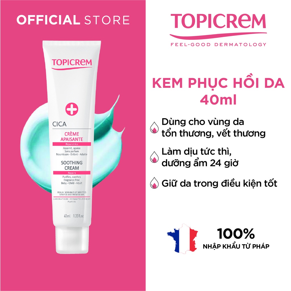 Kem dưỡng phục hồi và làm dịu da TOPICREM - TOPICREM CICA Soothing Cream