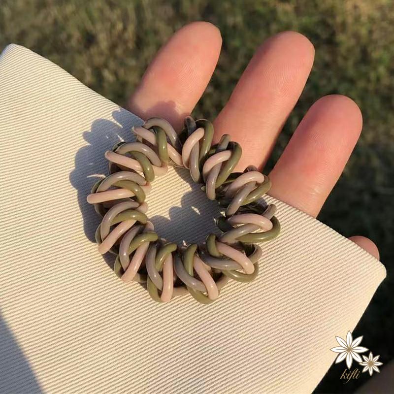 【kifli】Dây Buộc Tóc Cao Su Nhám Ba Màu Kiểu Mori Đơn Giản Không Đường May