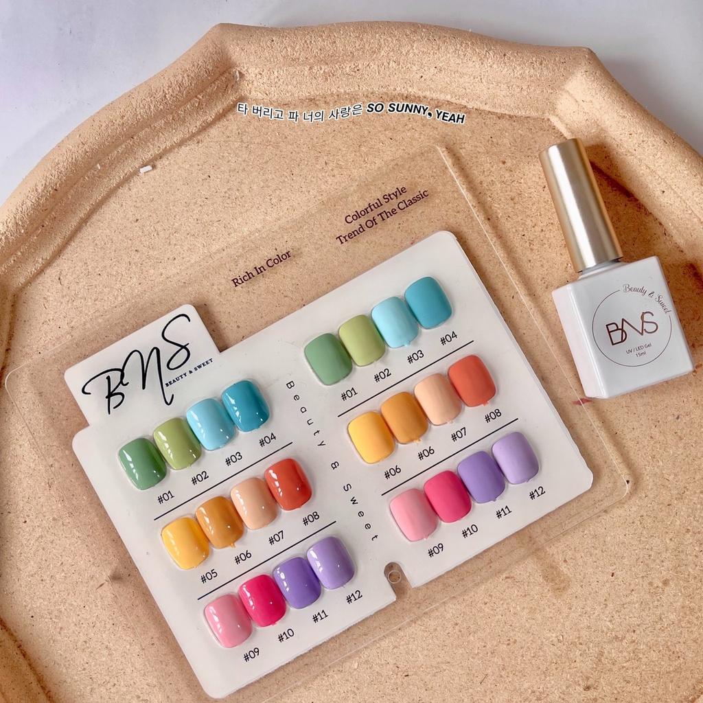 Set sơn gel 12 màu tone Hàn Quốc BnS - Tặng kèm bảng màu