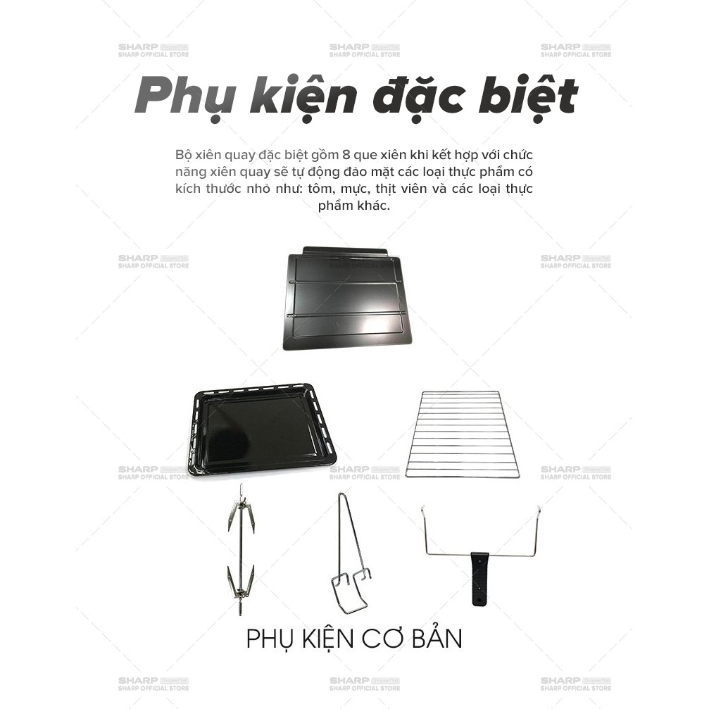 [Mã ELSHARP4N giảm 10% đơn từ 500K]Lò Nướng Điện Sharp EO-B604RCSV-BK 60L Công Suất 2400W - Chính Hãng BH 12 Tháng