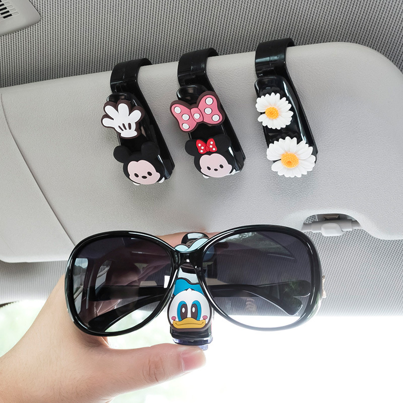 Kẹp giữ mắt kính/ kính râm/ vé xe hơi bằng ABS hình Mickey Minnie Winnie Winnie 2020