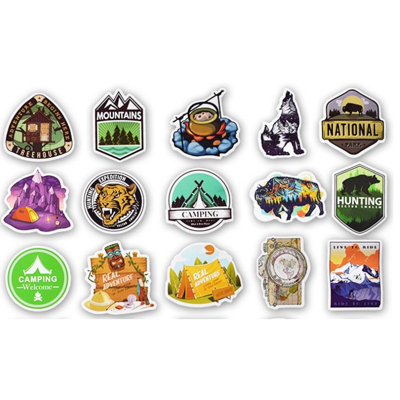 Sticker chủ đề camping hình dán trang trí  phượt du lịch