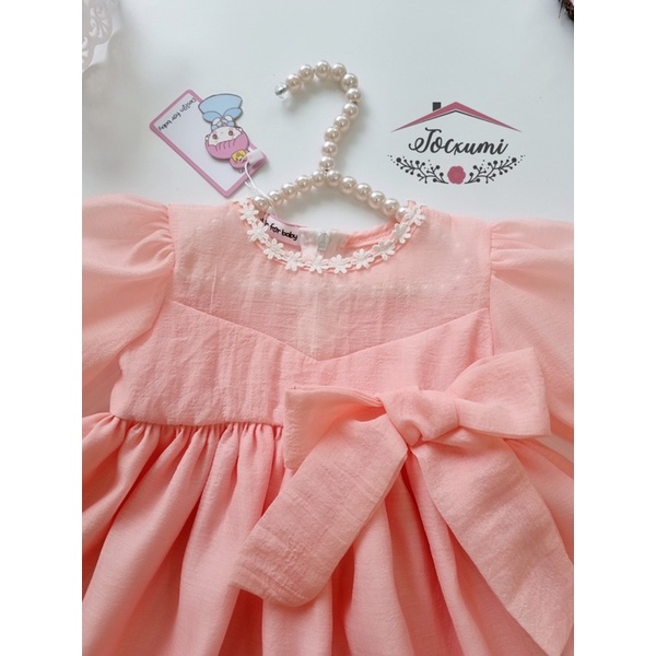 Váy công chúa nơ hồng cam cực ngọt ngào cho bé - Tocxumi