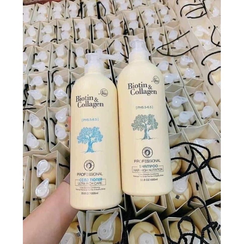 Cặp gội xả Biotin & Collagen Professional trắng của Ý 1000ml/ chai - Nhà Sâu Shop