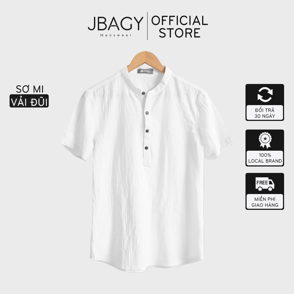 Áo sơ mi nam vải đũi kiểu chui đầu cổ tàu 4 cúc cao cấp JBAGY - SMND