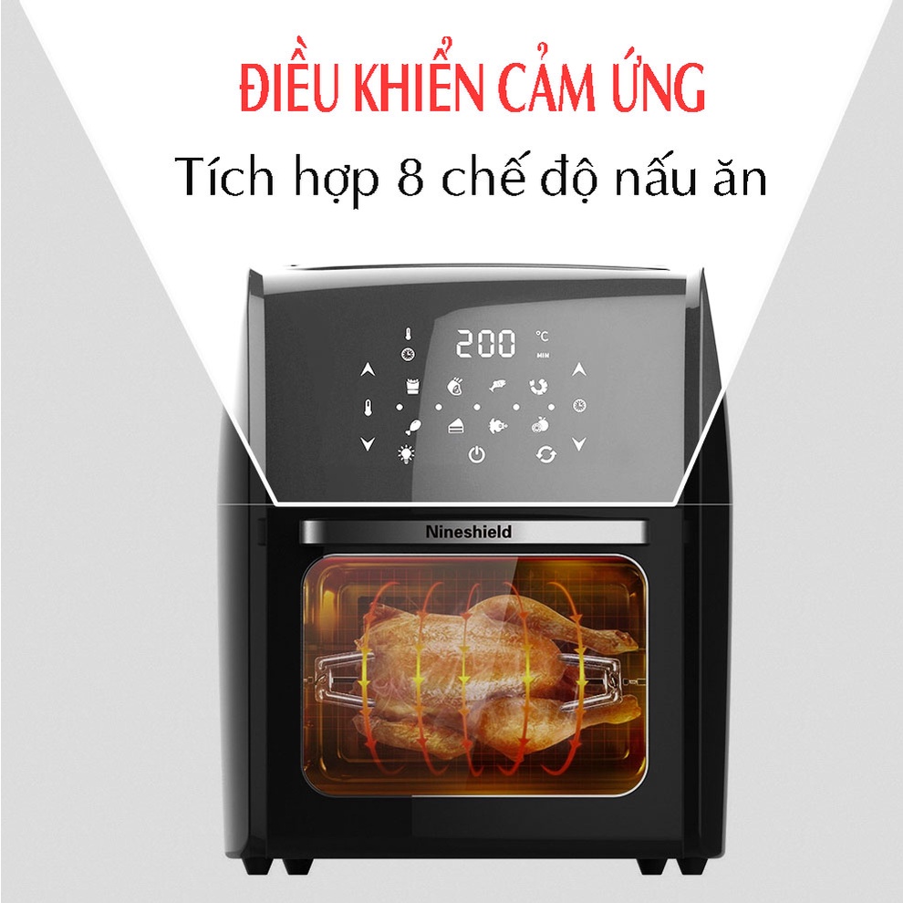 Hàng Cao Cấp - Nồi Chiên Không Dầu NINE SHIELD 12,5L Siêu To Khổng Lồ - Thế Hệ Mới Nhất 2022 ( Bảo Hành 12 Tháng)