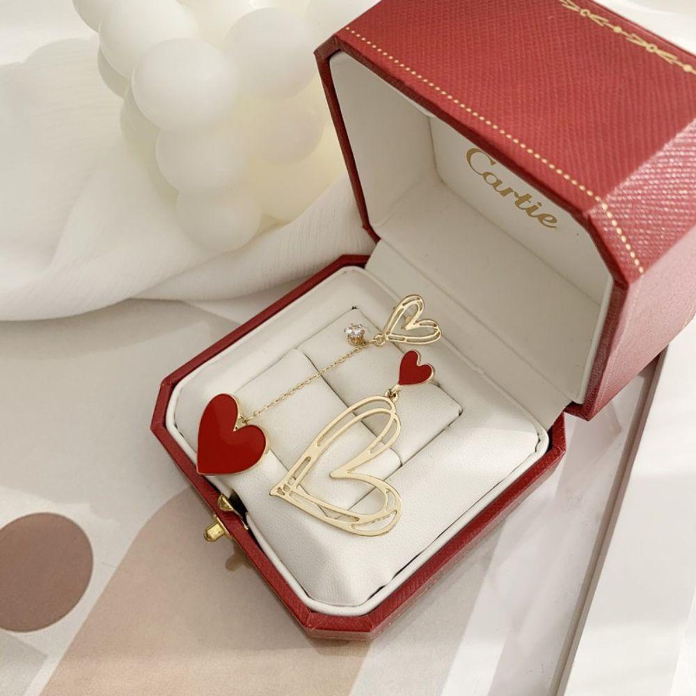 JARRED Khuyên Tai Trái Tim Đính Đá Phối Tua Rua Thời Trang