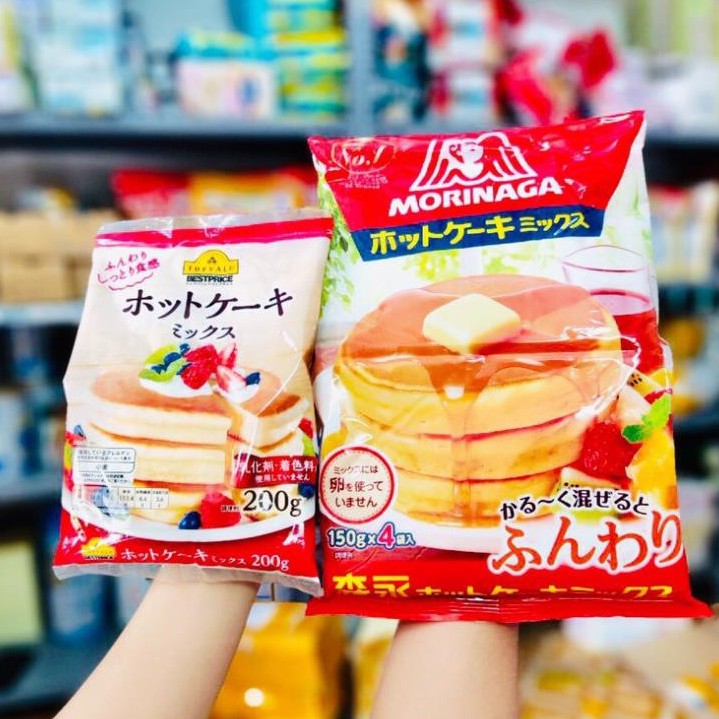 Bột làm bánh Doraemon, Pancake Morinaga / Topvalu cho bé hàng nội địa Nhật Bản [DATE 9/2021]
