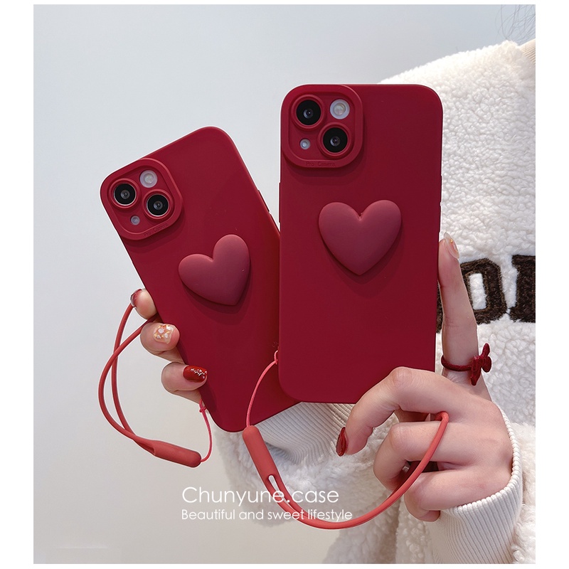 Ốp Điện Thoại Silicon Màu Đỏ Rượu Vang Bảo Vệ lens Gắn Dây Đeo iphone15 11 14 13 12 11 pro xsmax 14promax xr xs 7 8plus