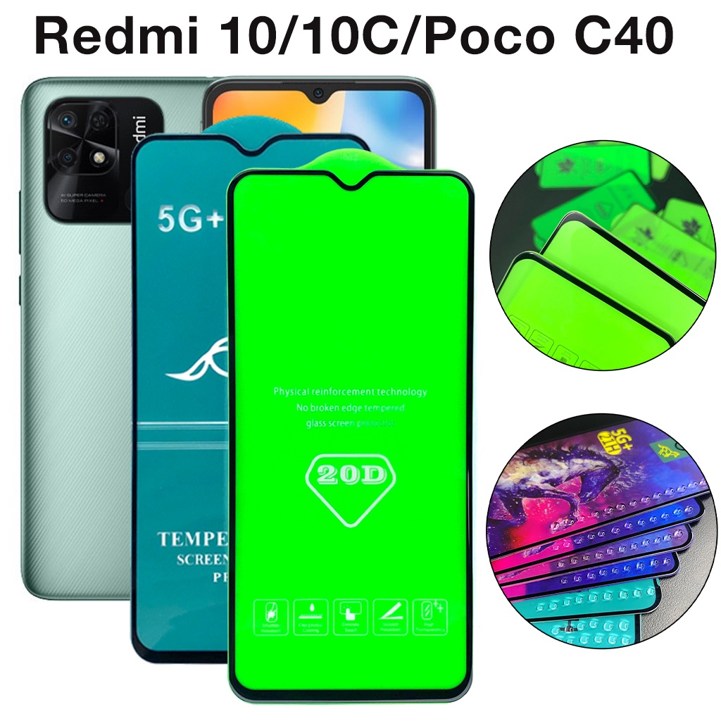 Kính Cường Lực Redmi 11 Prime 10 10C Poco C50 C40 Full Màn OG xanh cao cấp Chống trầy xước Tặng Kèm khăn lau màn hình