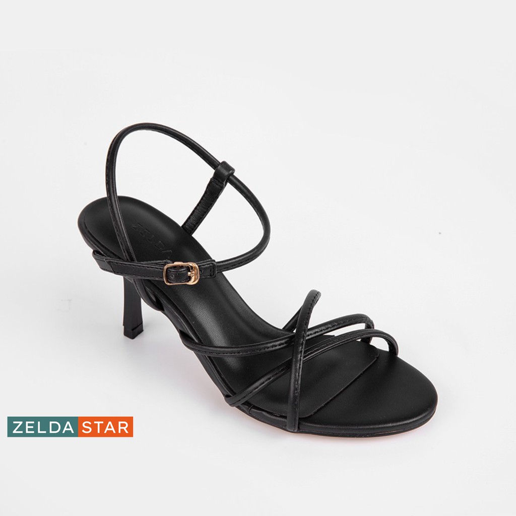Giày Sandal Zelda Star mũi tròn gót cao 7cm dây chéo - SN006820