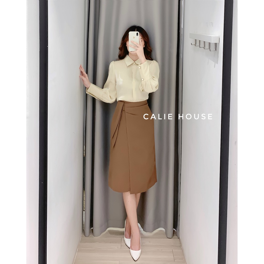 A66 - Áo sơ mi dáng basic cổ đức tay bồng
