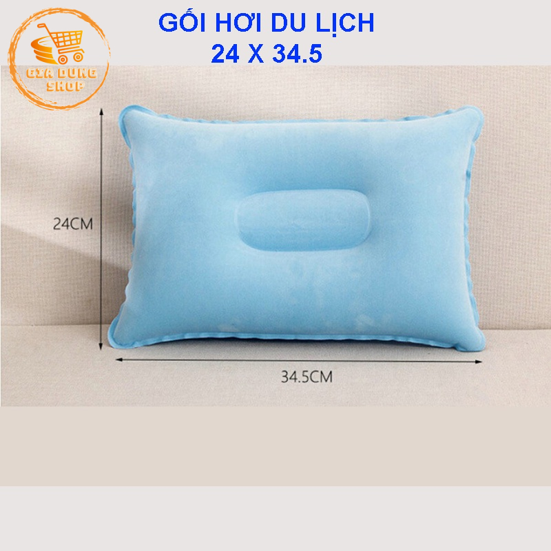 Gối Hơi Du Lich Kích Thước 24 x 34.5cm Dùng Cho Văn Phòng, Tựa Lưng, Đi Xe, Dã Ngoại Gấp Gọn Tiện Lợi
