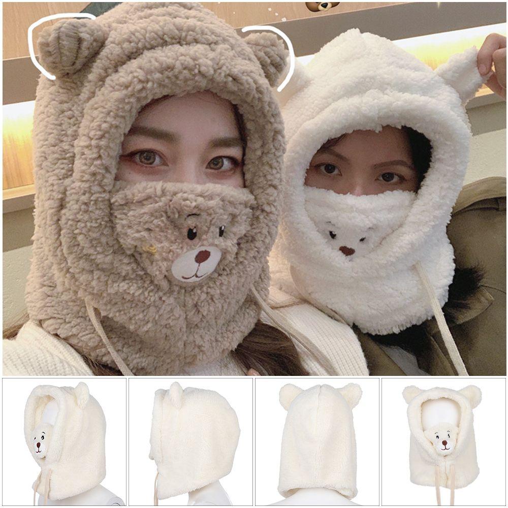 Mũ Beanie Dày Dặn Giữ Ấm Tai Gấu Hoạt Hình Dễ Thương