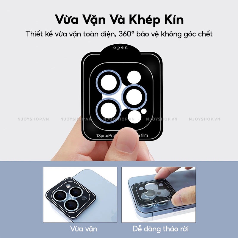 Bộ Vòng Cường Lực Bảo Vệ Camera Urr Có Khung Hỗ Trợ Dán Cực Dễ Cho 13 Pro Max 12 Pro Max Njoyshop