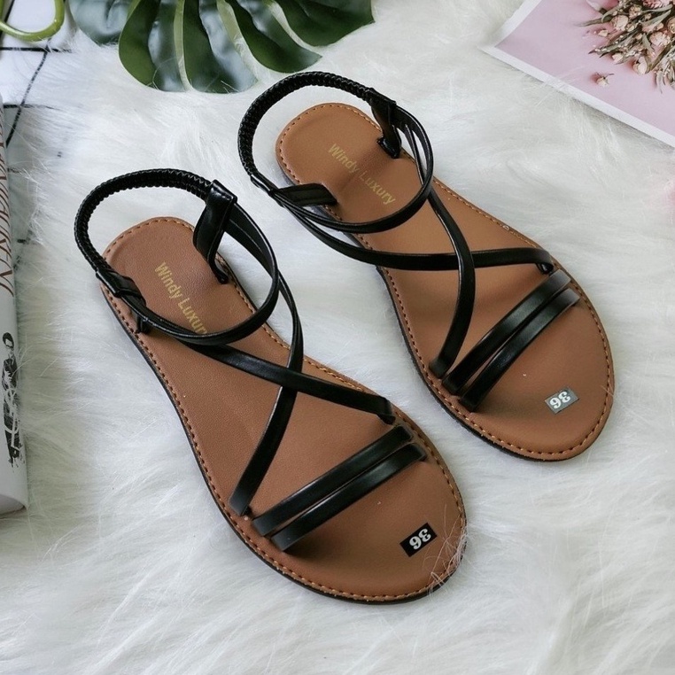 [ MẪU SANDAL NỮ ] Giày sandal nữ đế bệt chiến binh xỏ ngón dây mảnh quai chéo hot mùa hè đi biển, đi chơi, đi học,,,,