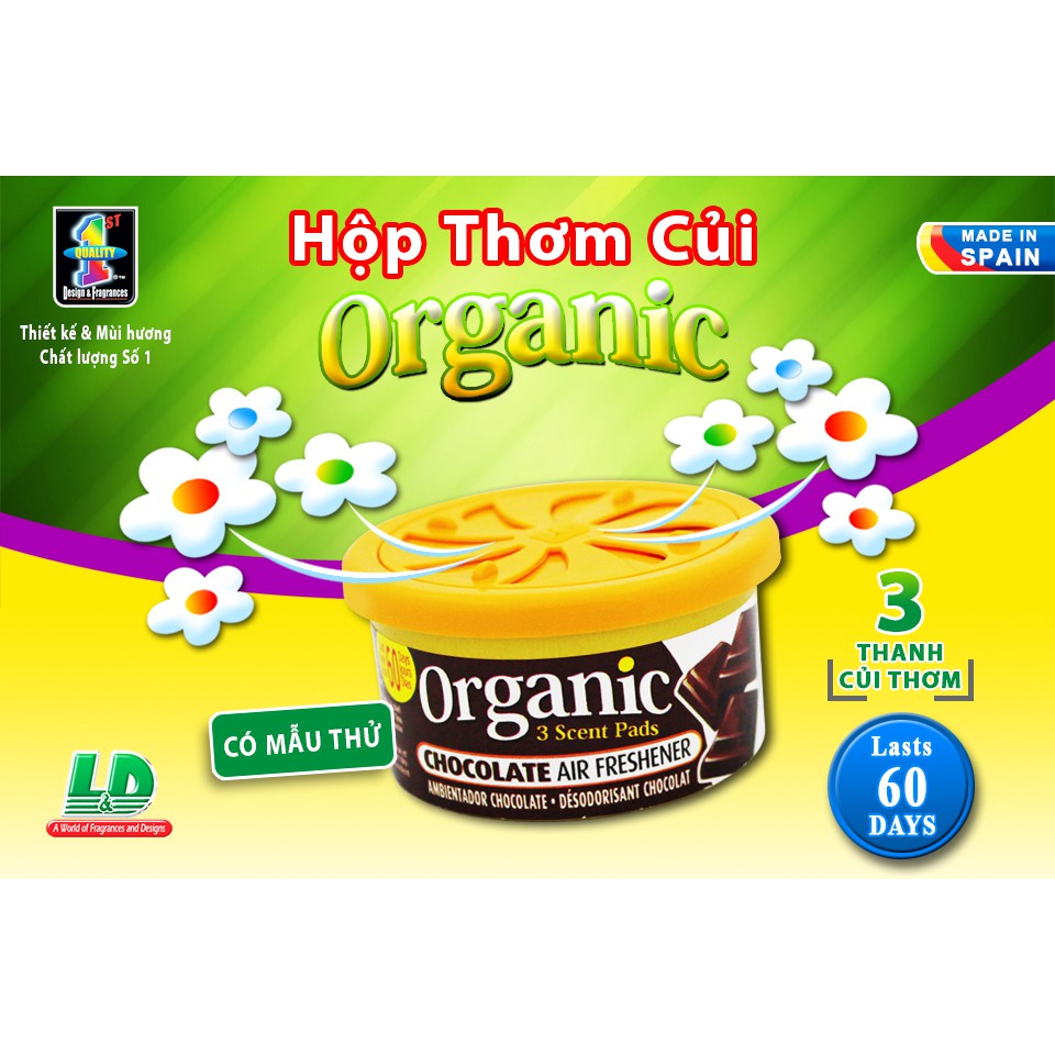 Hộp Thơm Củi L&amp;D Organic Chocolate 38g - Nhập Khẩu Chính Hãng