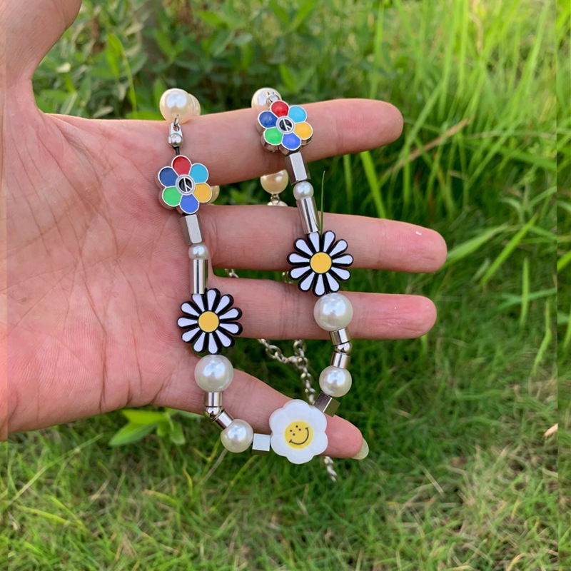 Vòng cổ/Vòng tay mặt hình hoa hướng dương hoa cúc mặt cười đính ngọc trai giả 22402