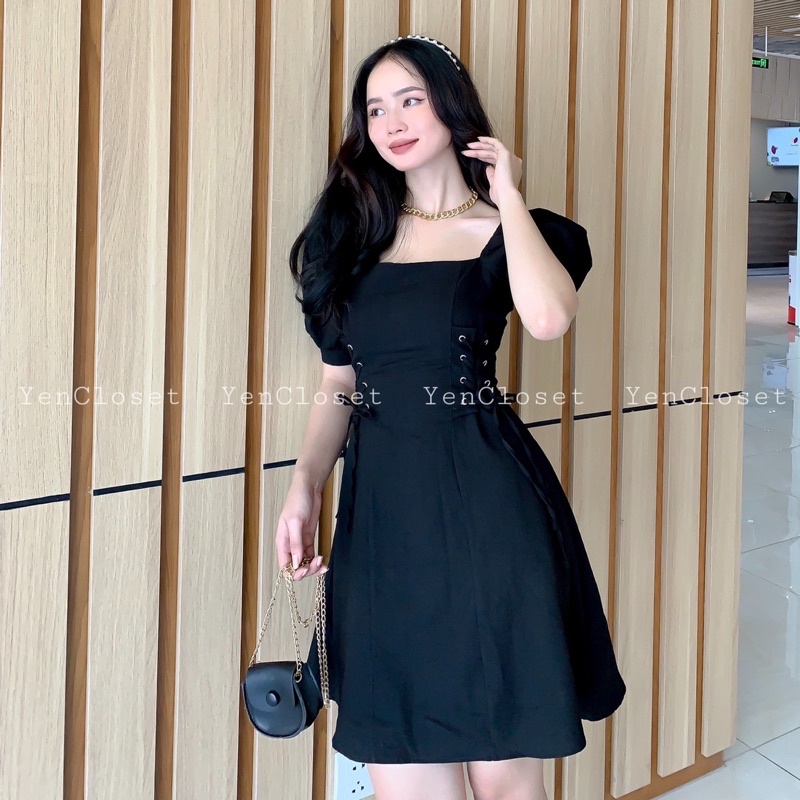 Hình chính chủ YENCLOSET - đầm cổ vuông đan eo nữ tính , đơn giản nhưng vẫn xinh