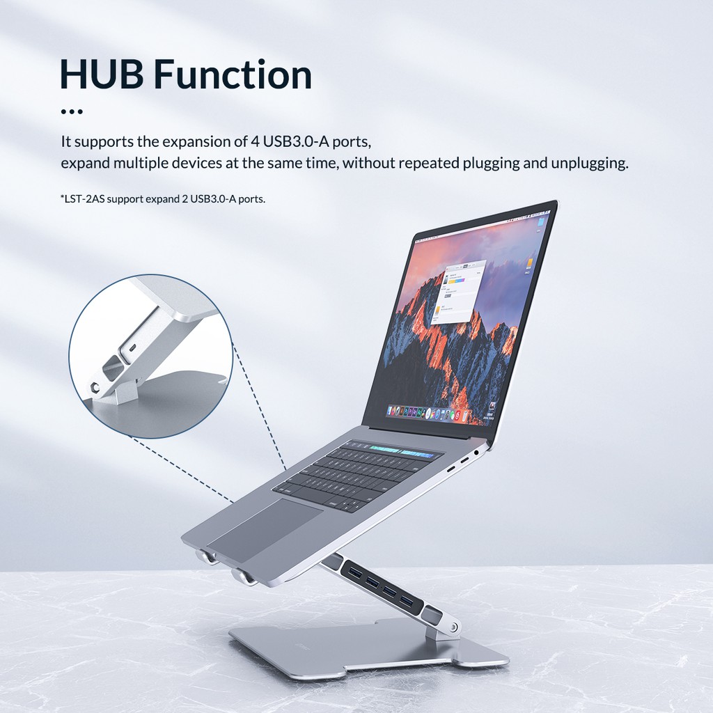 Giá đỡ Laptop tích hợp USB Hub Orico LST-4A - Hàng Chính Hãng