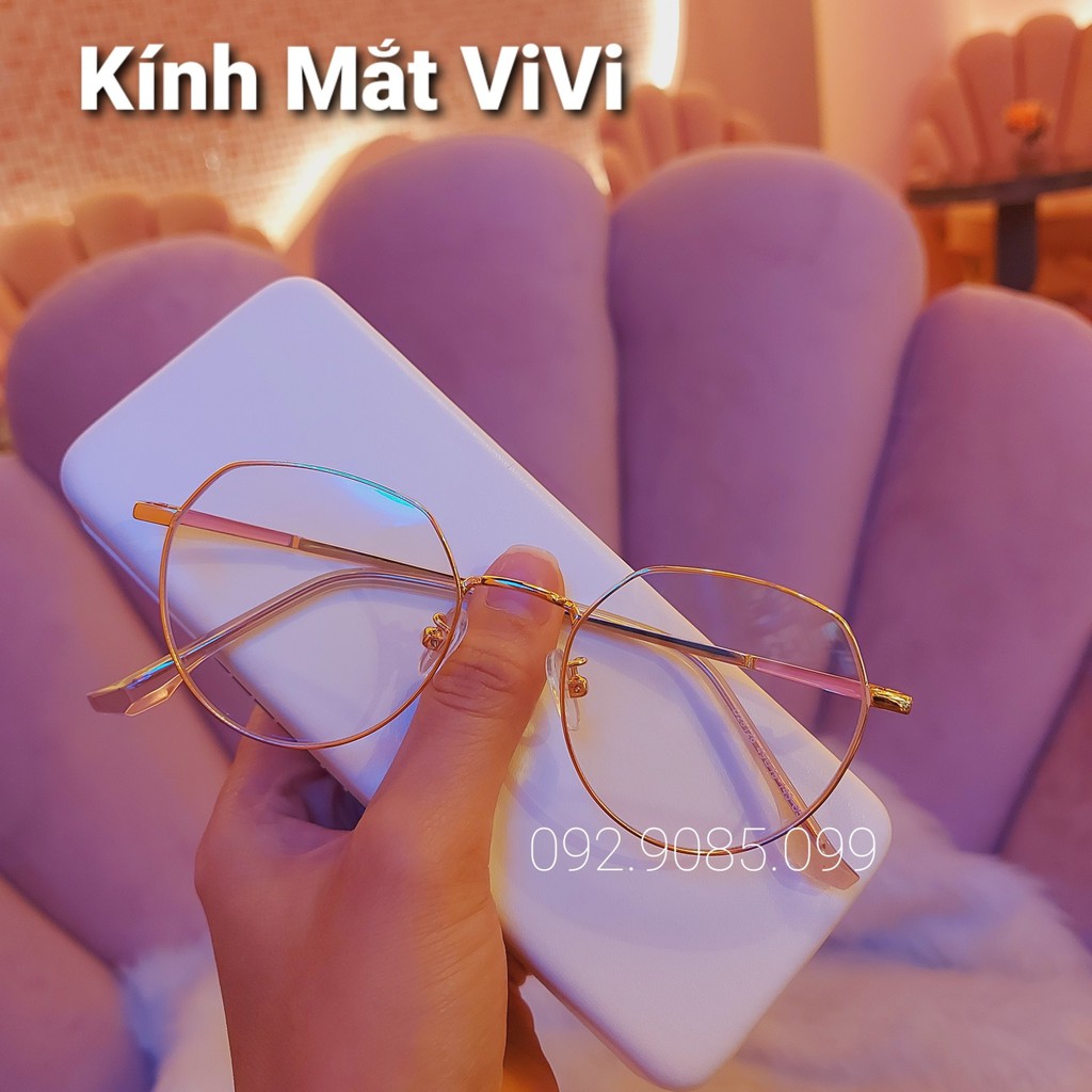 Gọng kính cận nam nữ dáng oval hàn quốc V29128 chất liệu kim loại, Nhận cắt cận viễn loạn Kính mắt ViVi