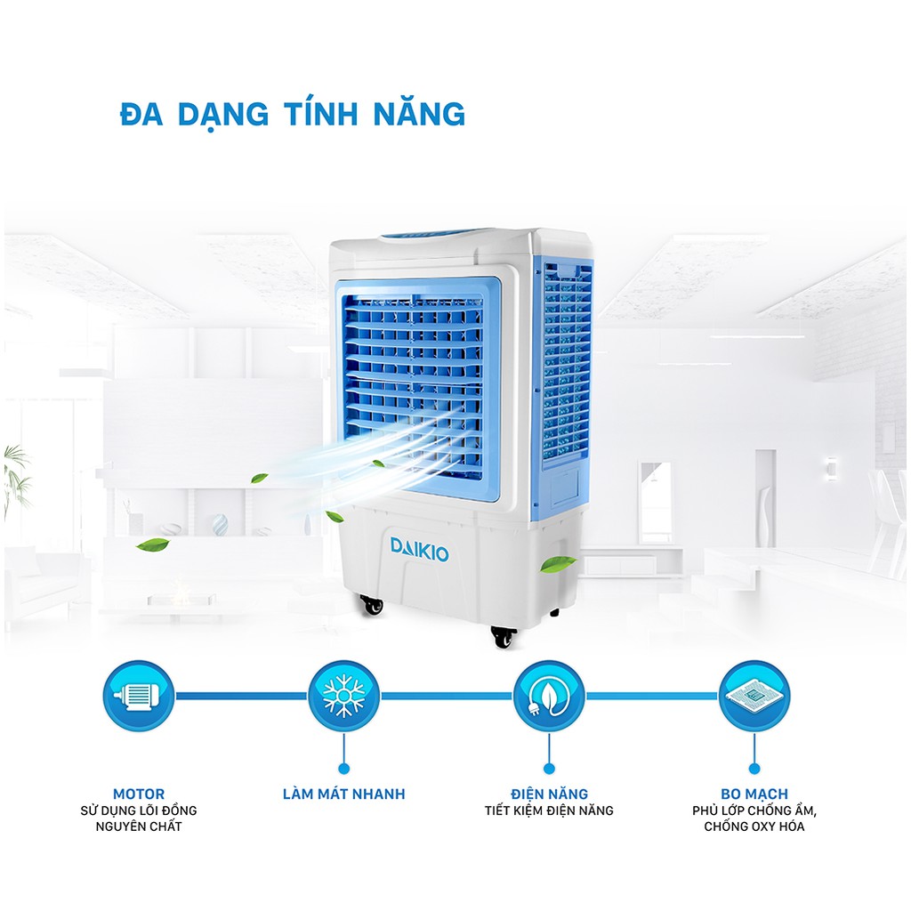 Máy làm mát không khí Daikio DKA-05000D cao cấp - Quạt điều hòa hơi nước Daikio sức gió 5000m3/h