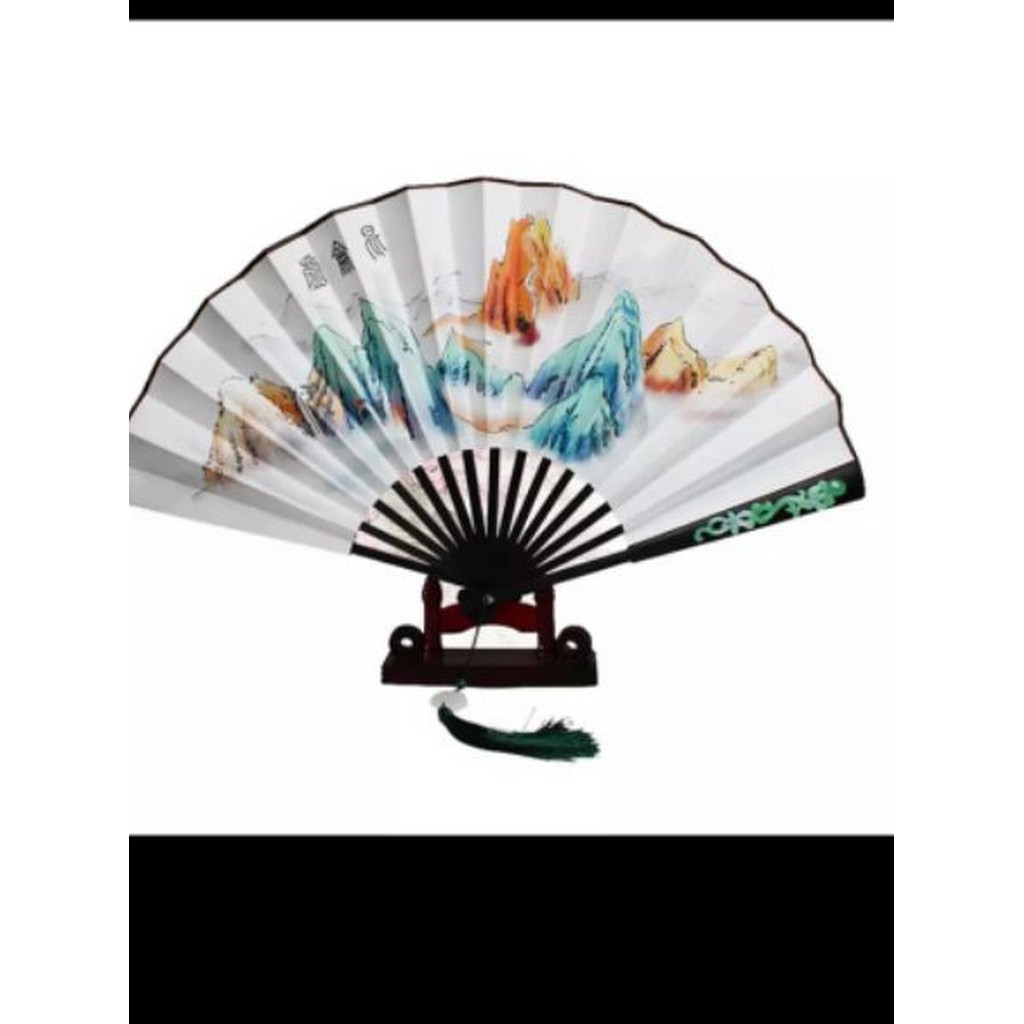 Quạt ngọc thanh côn luân phiến tam sinh tam thế Bạch Thiển bản giấy kèm hộp đồ cổ trang trung quốc