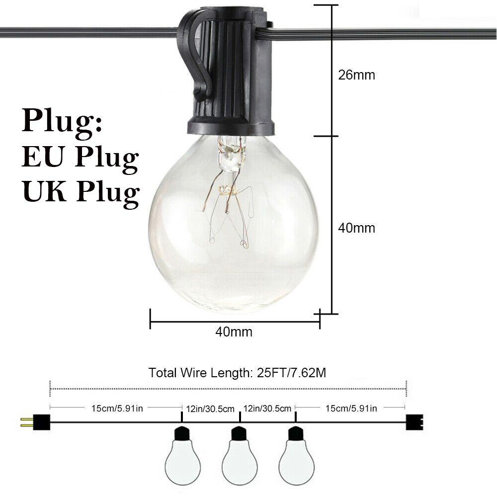 Dây Đèn Led 25FT Hình Quả Địa Cầu Trang Trí Sân Vườn