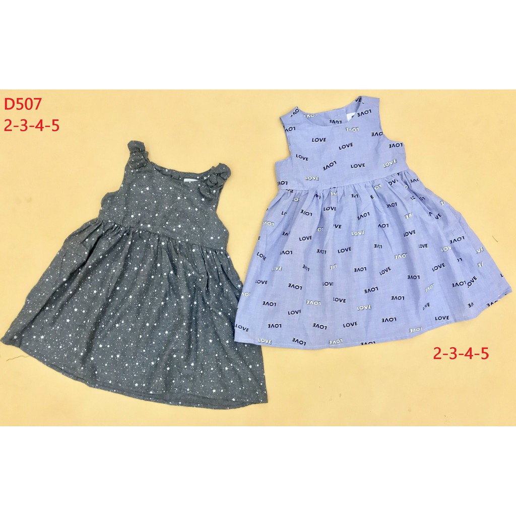 Đầm Vải Xuất Khẩu Sát Nách Bé Gái size 14kg đến 20kg