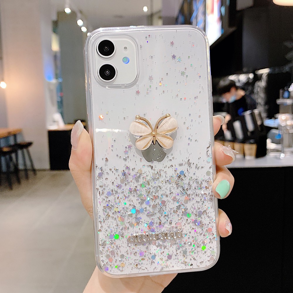 Ốp Điện Thoại Mềm In Hình Bướm Đính Đá Lấp Lánh Cho Samsung Galaxy A24 A34 A20 A30 A50 A50S A30S A70 A14 A11 M11 A51 A04 A71 A54 A81 A10S A20S A13 A53 A31 A33 A21S A73 A23 A02S A12 A13