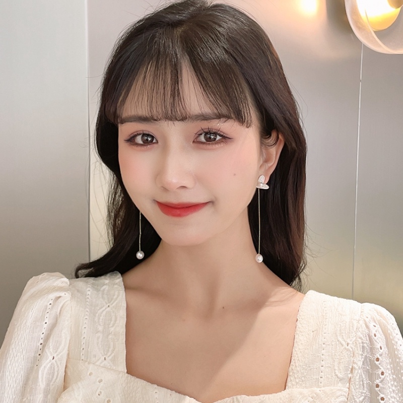 Khuyên Tai Dáng Dài Đính Hạt Ngọc Trai Nhân Tạo Phong Cách Hàn Quốc Mới 2022 S925