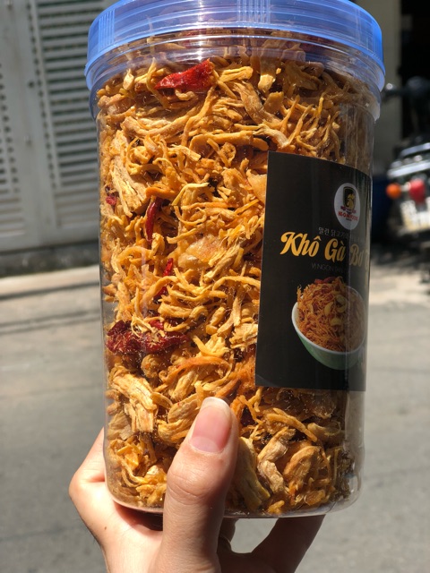 Hũ 500g KHÔ GÀ BƠ TỎI GIÒN CAY Loại 1 Ngon Hảo Hạng