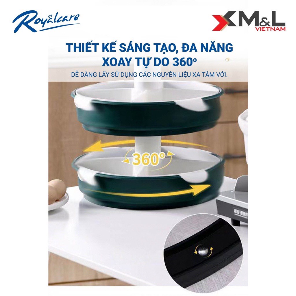 Khay lẩu đựng thức ăn, hoa quả  đa năng M&L xoay 360 độ nhiều ngăn phân loại thực phẩm