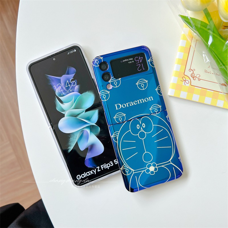 Ốp Điện Thoại Nắp Lật Mềm Blu-Ray In Hình Doraemon Chống Sốc Cho Samsung Galaxy Z Flip 4 3 5G Z Flip3 Flip4