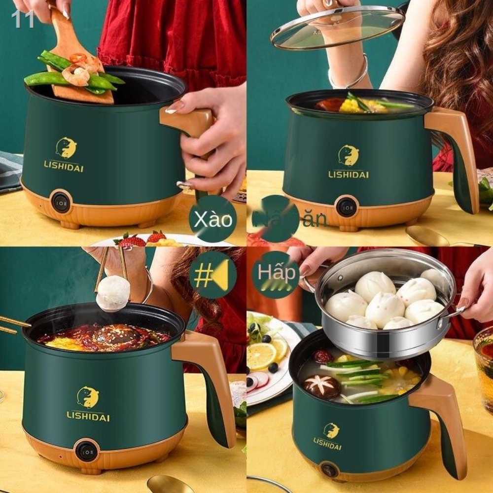 Nồi Điện Mini  LISHIDAI 2 Tầng Đa Năng Tặng Kèm Khay Hấp INOX ( Chiên, Xào, Nấu ăn, nấu cơm, nấu lẩu mini )