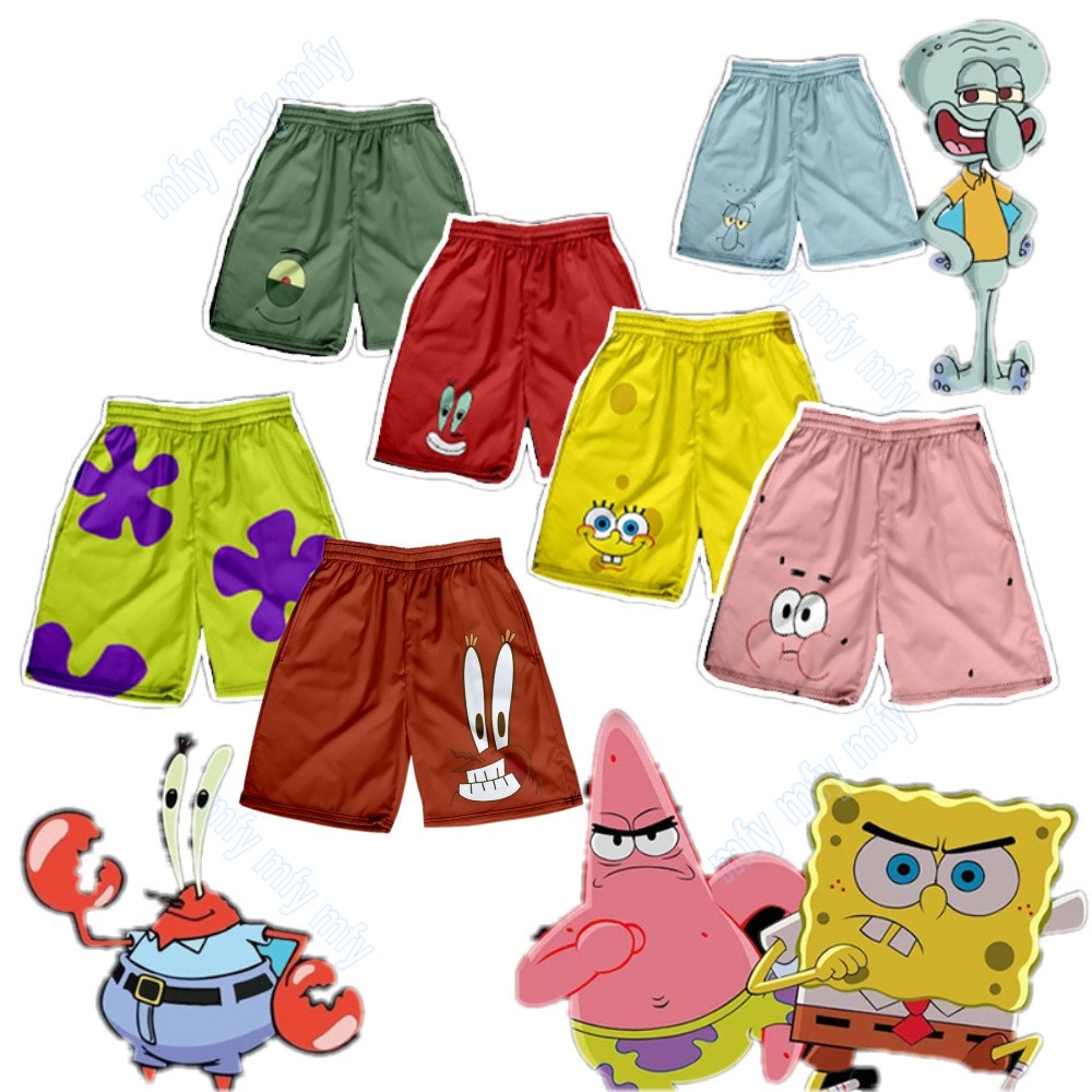 Mới Quần Short Đi Biển In Hình SpongeBob / Squidward Tentacles / Captain Eugene Krabs / Plankton / Patrick Star