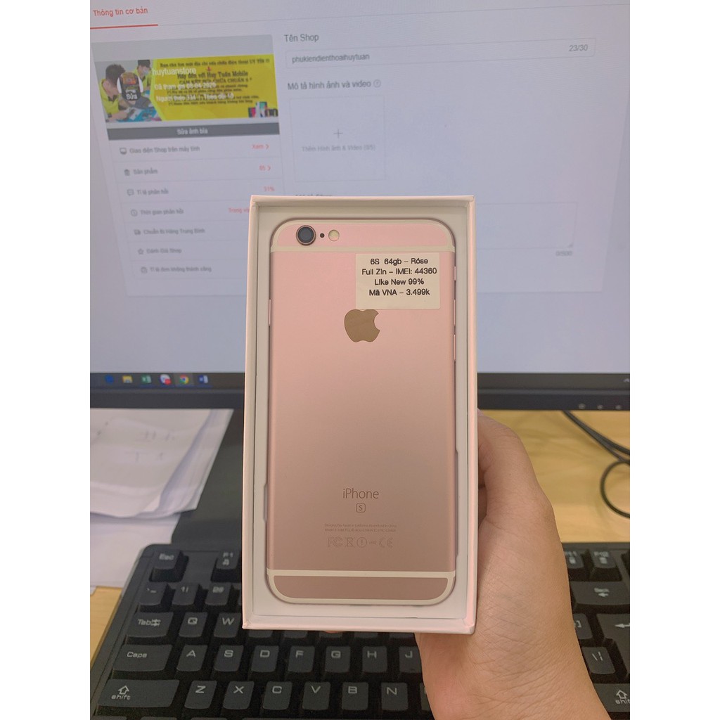 IPHONE 6S MÀU ROSE 64GB MÃ VNA HÀNG 99%