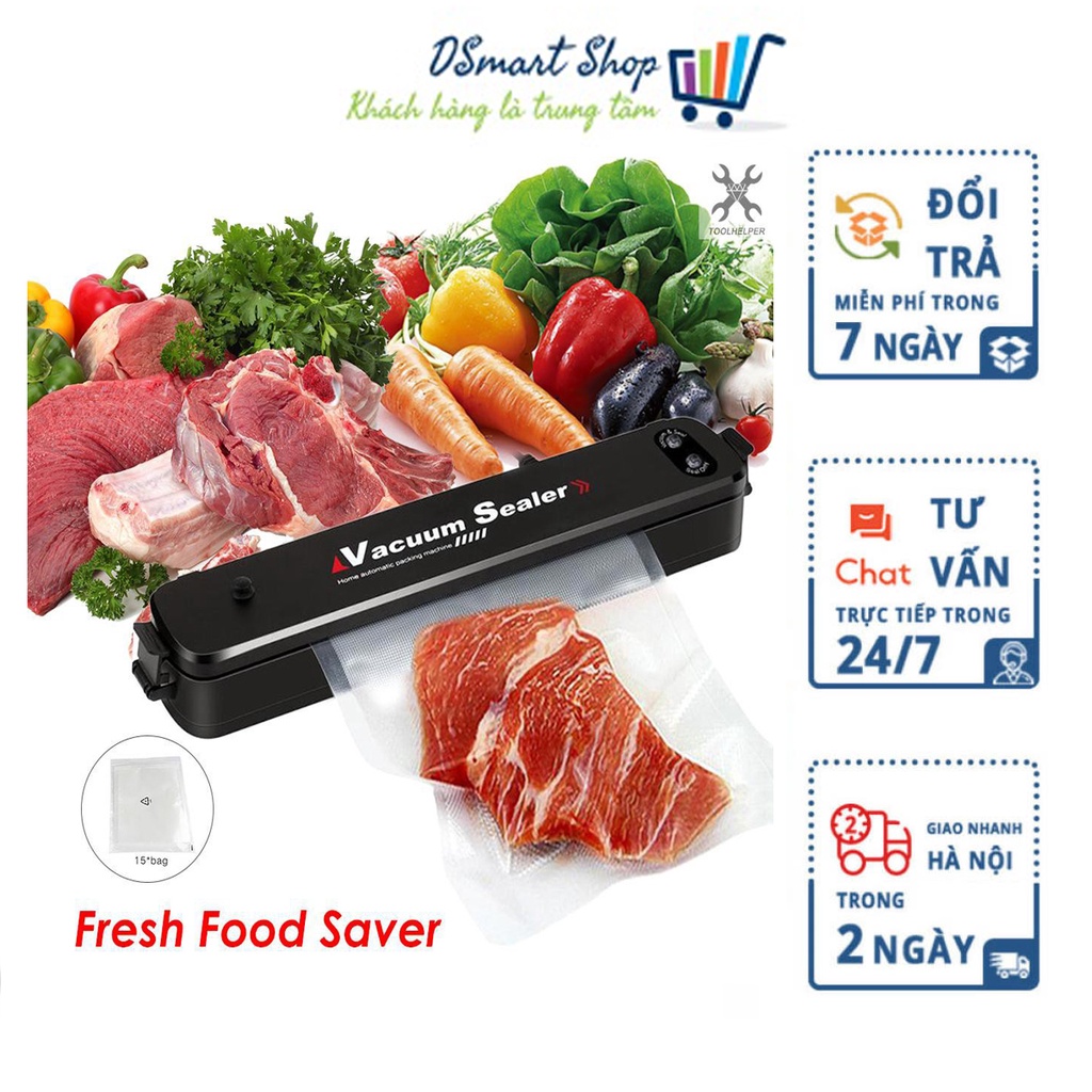 Máy hút chân không bảo quản thực phẩm Vacuum Sealer, Máy ép chân không mini cầm tay - TẶNG 10 TÚI HÚT CHÂN KHÔNG